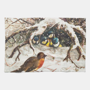 Vintage-Weihnachtskarte aus der viktorianischen Är Geschirrtuch