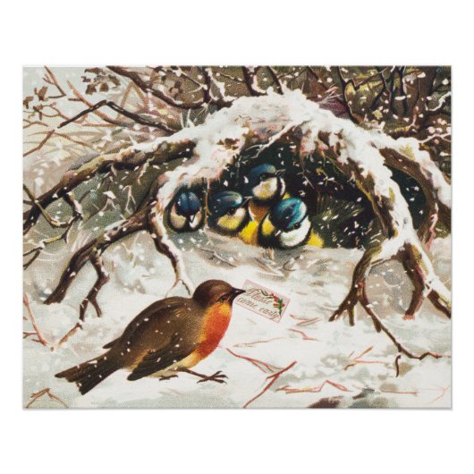 Vintage-Weihnachtskarte aus der viktorianischen Är Poster (Vorderseite)