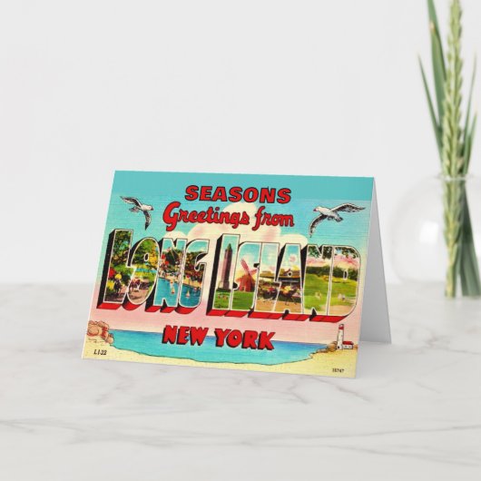 Vintage-Weihnachtskarte aus Long Island Feiertagskarte (Vorderseite)