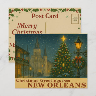 Vintage Weihnachtskarte aus New Orleans Postkarte