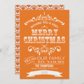 Vintage Weihnachtskarte Chalkboard - orange Feiertagskarte (Vorne/Hinten)