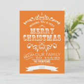 Vintage Weihnachtskarte Chalkboard - orange Feiertagskarte (Stehend Vorderseite)