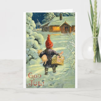 Vintage Weihnachtskarte Dänisch / Norwegischer Got Feiertagskarte