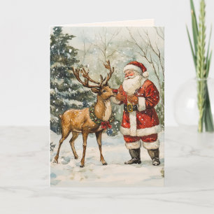 Vintage-Weihnachtskarte 'Danke, Santa-Rentiere' Feiertagskarte