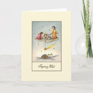 Vintage Weihnachtskarte der französischen Krippe J Feiertagskarte