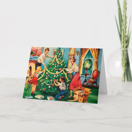 Vintage Weihnachtskarte des mittleren Jahrhunderts Karte (Vorderseite)
