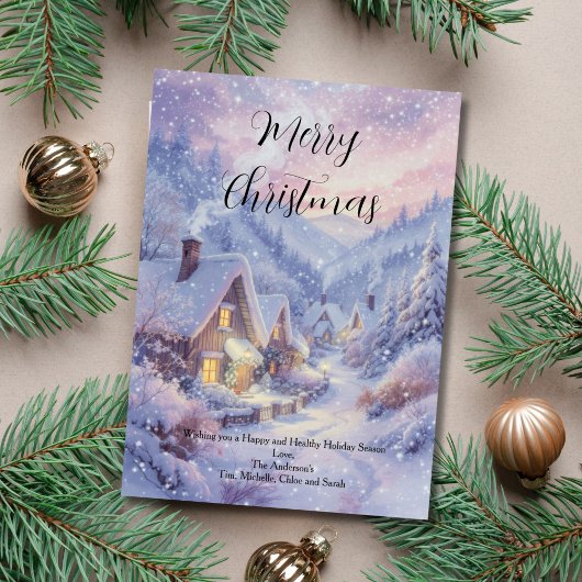 Vintage Weihnachtskarte des Snowy Village