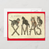 Vintage Weihnachtskarte einer glücklichen Weihnach Feiertagspostkarte (Vorne/Hinten)