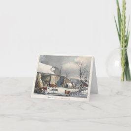 Vintage Weihnachtskarte FARMYARD IN WINTER (1861) Feiertagskarte