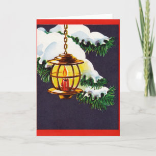 Vintage Weihnachtskarte - Feiertags-Laterne Feiertagskarte