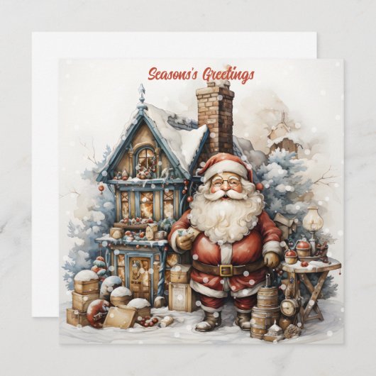 Vintage Weihnachtskarte Feiertagskarte (Vorne/Hinten)