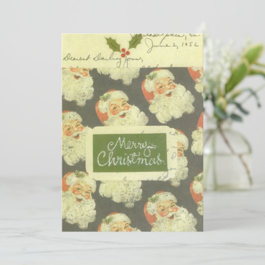 Vintage Weihnachtskarte Feiertagskarte (Stehend Vorderseite)