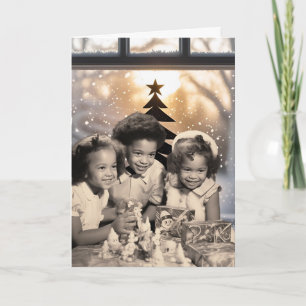 Vintage-Weihnachtskarte für Afroamerikaner Feiertagskarte