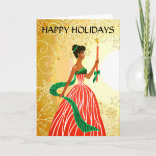 Vintage-Weihnachtskarte für Afroamerikaner Feiertagskarte