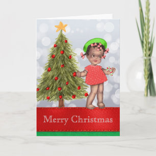 Vintage-Weihnachtskarte für Afroamerikaner Feiertagskarte