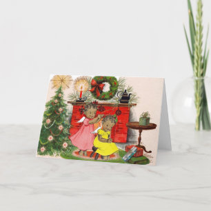 Vintage-Weihnachtskarte für Afroamerikaner Feiertagskarte
