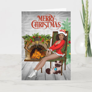 Vintage-Weihnachtskarte für Afroamerikaner Karte