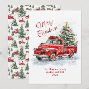 Vintage Weihnachtskarte für den Red Truck Feiertagskarte