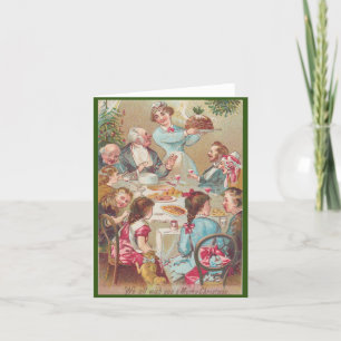 Vintage-Weihnachtskarte für die Familie zum Abende Feiertagskarte