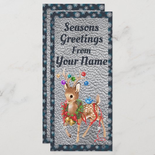 Vintage Weihnachtskarte für Hirsche (Vorne/Hinten)