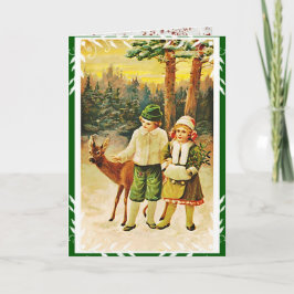 Vintage Weihnachtskarte für Hirsche Feiertagskarte