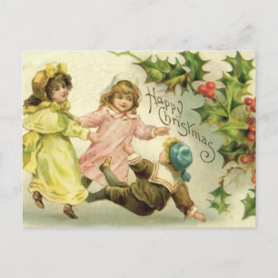 Vintage-Weihnachtskarte für Kinder Feiertagspostkarte