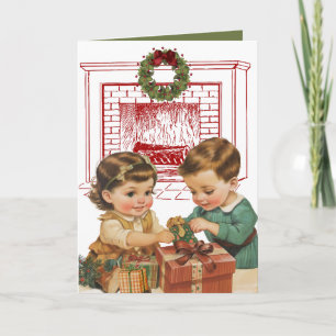 Vintage-Weihnachtskarte für Kinder Karte