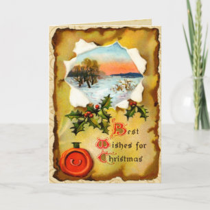 Vintage Weihnachtskarte für Pergament Feiertagskarte