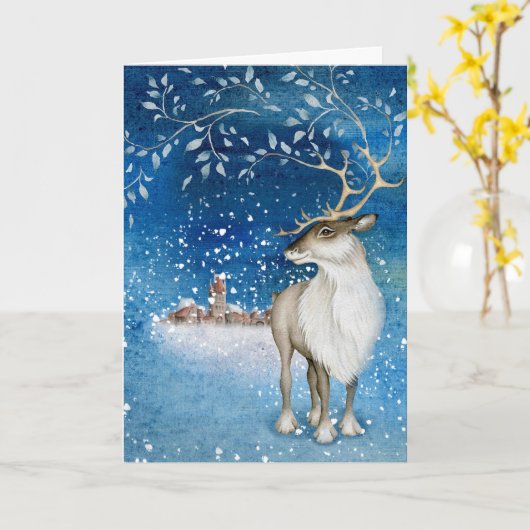 Vintage Weihnachtskarte für Reindeer Karte (Gelbe Blume)