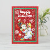 Vintage Weihnachtskarte für Schneemann (Stehend Vorderseite)