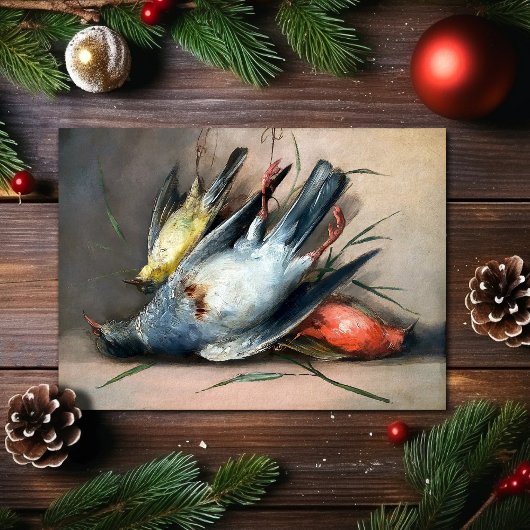 Vintage Weihnachtskarte für Tote Vögel Feiertagskarte