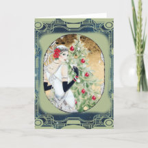 Vintage-Weihnachtskarte im Art Deco Stil der 1920e
