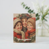 Vintage-Weihnachtskarte im viktorianischen Stil Postkarte (Stehend Vorderseite)