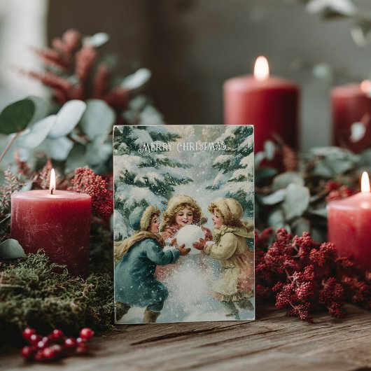 Vintage-Weihnachtskarte im viktorianischen Stil Postkarte