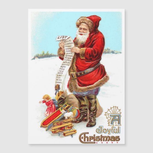 Vintage Weihnachtskarte Magnetkarte (Vorderseite)