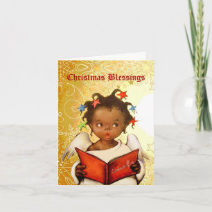 Vintage Weihnachtskarte mit afroamerikanischem Eng Feiertagskarte