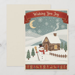 Vintage-Weihnachtskarte mit dem Wunsch nach Freude Feiertagskarte
