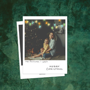 Vintage-Weihnachtskarte mit Foto - Mehrfarbige Lic Feiertagskarte