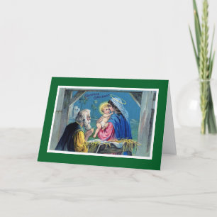 Vintage-Weihnachtskarte mit Geburtsszene Feiertagskarte