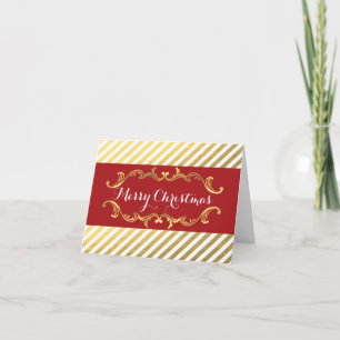 Vintage Weihnachtskarte mit Gold und Rot Feiertagskarte