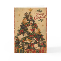 Vintage-Weihnachtskarte mit Katze | Wundervoll mau