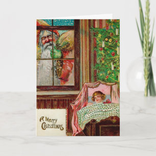 Vintage Weihnachtskarte mit mürrischem Santa am Fe Feiertagskarte