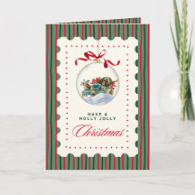 Vintage-Weihnachtskarte mit Ornament – Festliches
