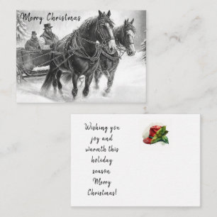 Vintage-Weihnachtskarte mit Pferd und Kutsche Mitteilungskarte