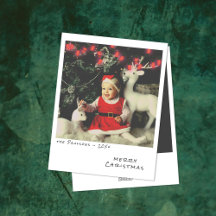 Vintage-Weihnachtskarte mit roten Lichtern