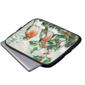 Vintage Weihnachtskarte mit Rotkehlchen, Stechpalm Laptopschutzhülle (Vorne Knopf)