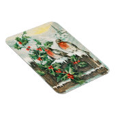Vintage-Weihnachtskarte mit Rotkehlchen, Stechpalm Magnet (Rechte Seite)