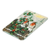 Vintage-Weihnachtskarte mit Rotkehlchen, Stechpalm Magnet (Linke Seite)