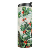 Vintage-Weihnachtskarte mit Rotkehlchen, Stechpalm Thermosbecher (Nach links gedreht)