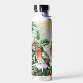 Vintage-Weihnachtskarte mit Rotkehlchen, Stechpalm Trinkflasche (Links)